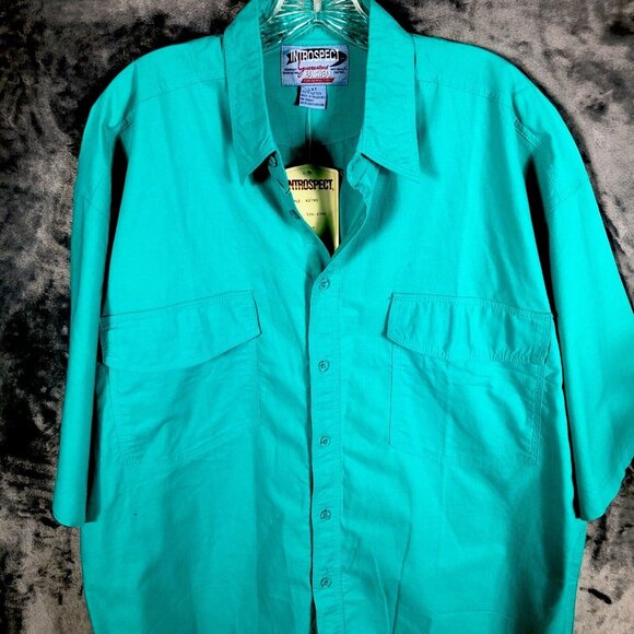 Introspect Men’s Shirt Button Up Large X Tall Marine Color Fishing Shirt - Picture 2 of 12